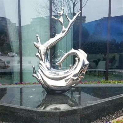 不銹鋼浪花雕塑，園林水景裝飾景觀擺件