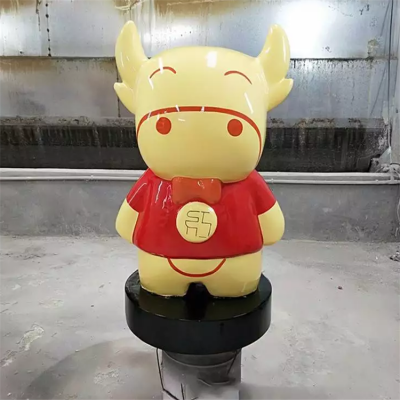 卡通小牛犢，玻璃鋼商場美陳動(dòng)物擺件
