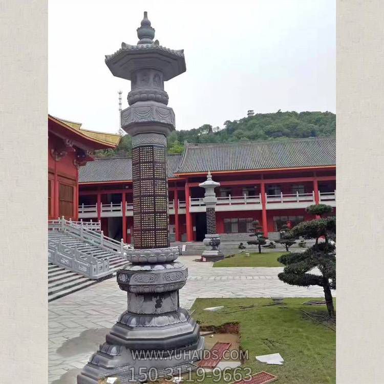 石雕經(jīng)幢，寺廟青石經(jīng)幢雕塑