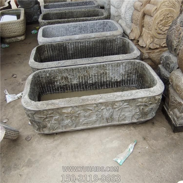 仿古做舊大理石石雕園林庭院養(yǎng)魚(yú)種花老石槽雕塑