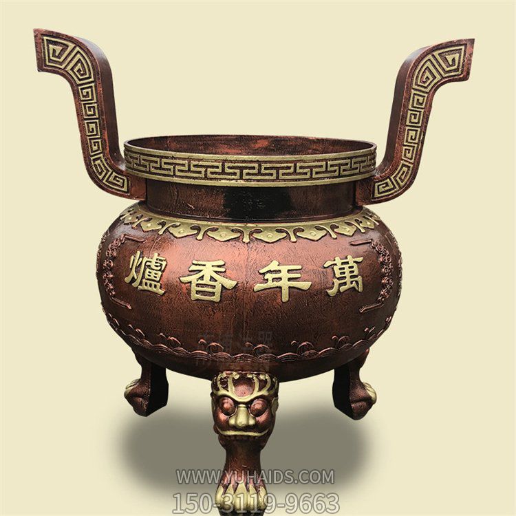 家用銅雕上香祈福鼎，香爐雕塑
