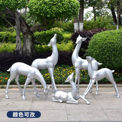 玻璃鋼純色梅花鹿雕塑，顏色可改