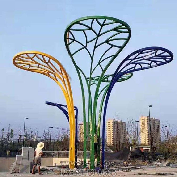 不銹鋼鏤空戶(hù)外園林景觀植物雕塑擺件