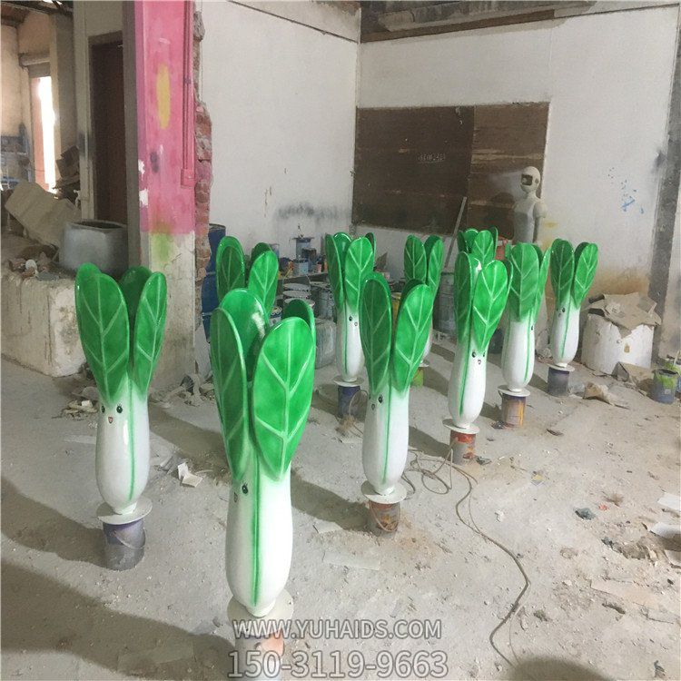 玻璃鋼卡通小油菜，仿真植物雕塑