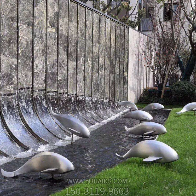 玻璃鋼抽象海豚，抽象魚(yú)雕塑