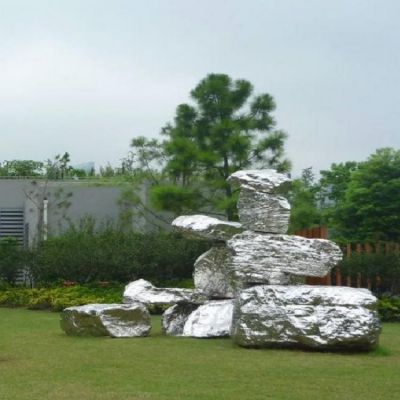 戶(hù)外公園不銹鋼景觀石頭雕塑
