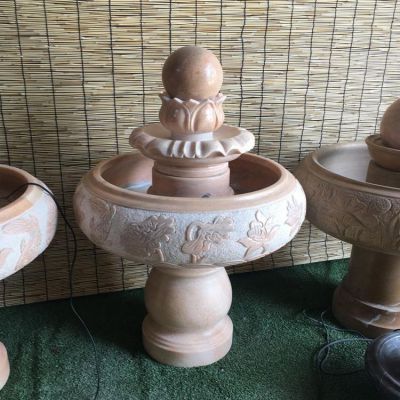 晚霞紅大理石風(fēng)水球水缽，室內(nèi)家用小型招財(cái)擺件