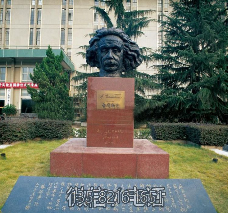 操場(chǎng)名人景觀銅雕頭像愛因斯坦雕塑