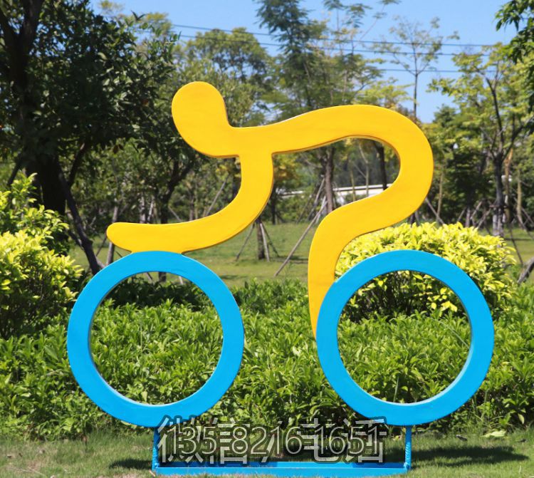 剪影自行車(chē)人物公園玻璃鋼運(yùn)動(dòng)小品雕塑