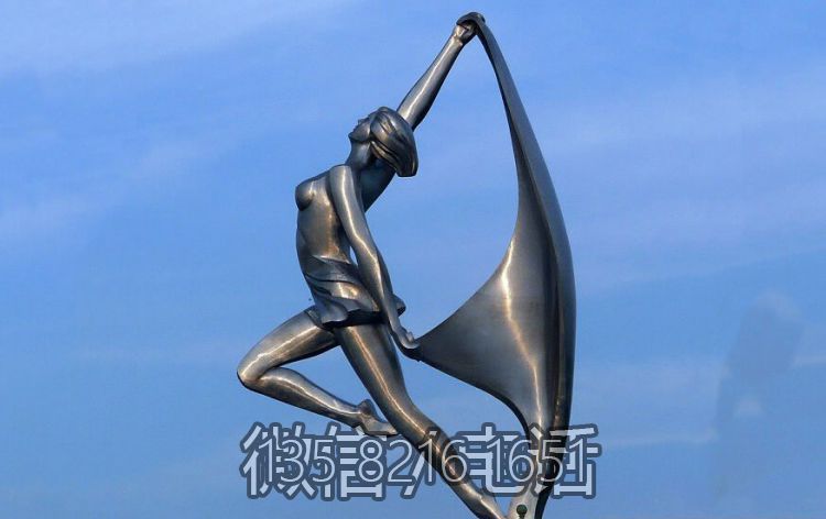 城市景觀(guān)擺件地標(biāo)創(chuàng)意不銹鋼抽象跳舞人物雕塑