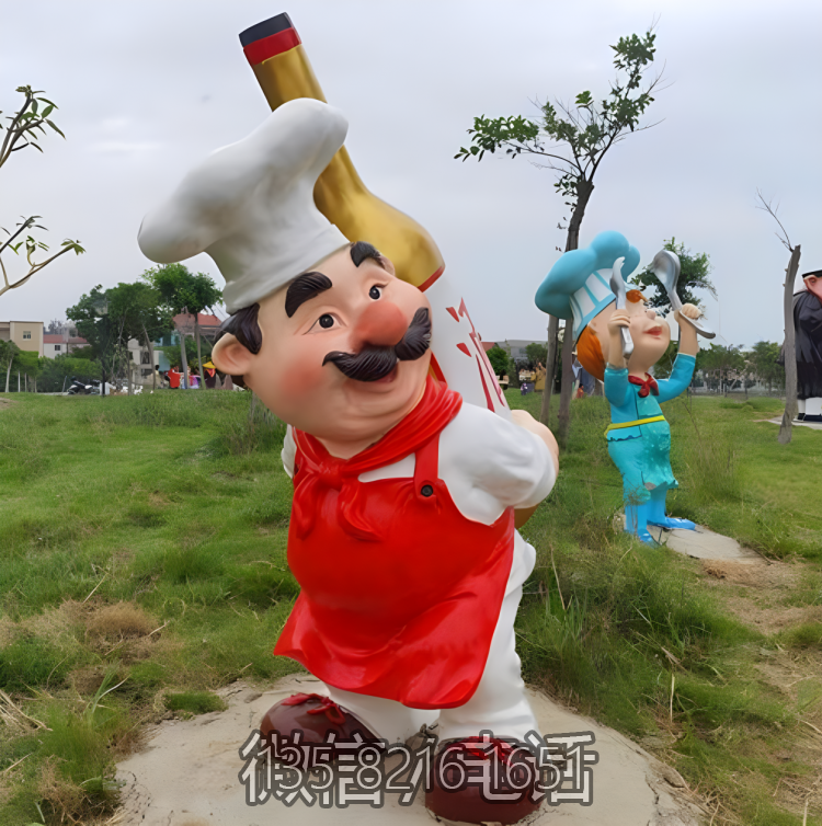 戶(hù)外園林玻璃鋼卡通人物創(chuàng)意廚師雕塑