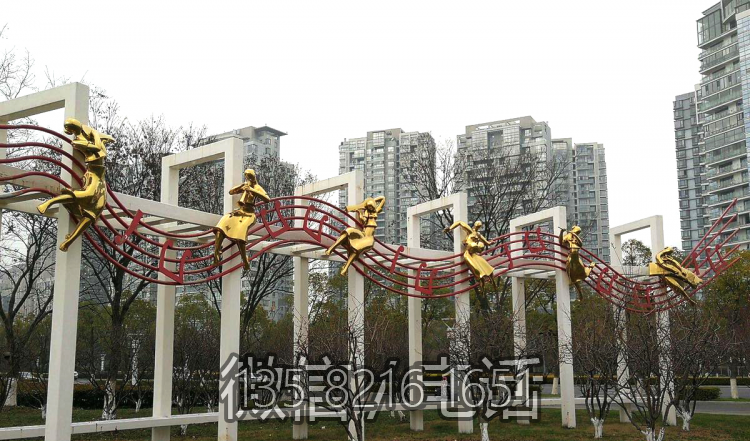 春天的樂章，不銹鋼抽象音樂人物雕塑