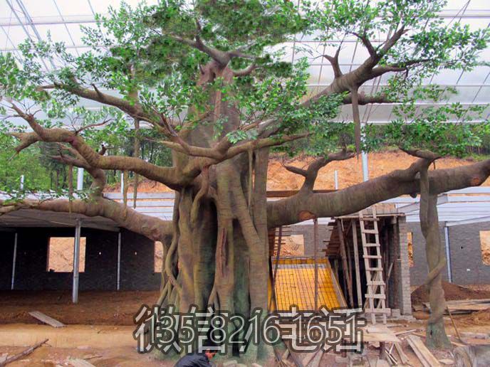 玻璃鋼、泡沫、水泥，仿真大樹雕塑