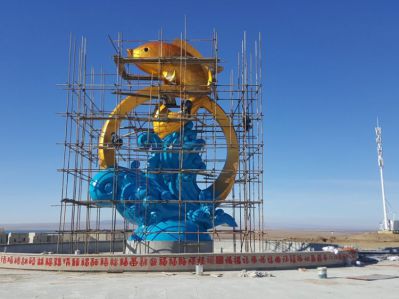 鍛銅噴漆鯉魚(yú)躍龍門(mén)水景景觀雕塑