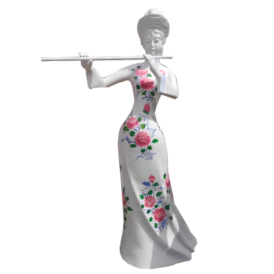 玻璃鋼創(chuàng)意吹笛子的少數人物女雕塑