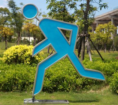 剪影自行車人物公園玻璃鋼園林景觀跑步雕塑運(yùn)動小品體育