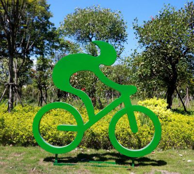 戶(hù)外大型剪影自行車(chē)運(yùn)動(dòng)人物玻璃鋼體育館健身場(chǎng)所裝飾雕塑