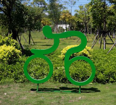 戶外大型剪影自行車(chē)運(yùn)動(dòng)人物玻璃鋼雕塑體育館健身場(chǎng)所裝飾