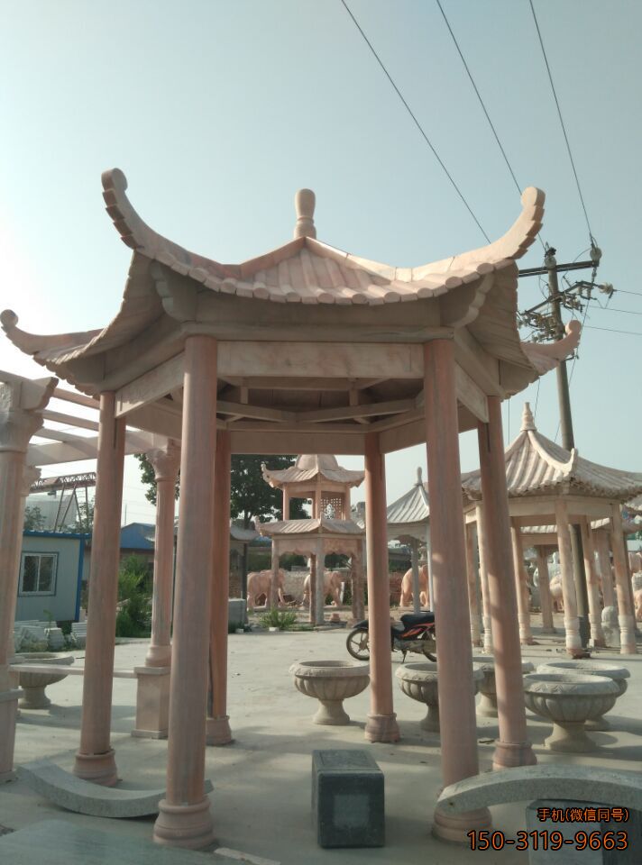 晚霞紅單層、單檐、加厚、六角涼亭